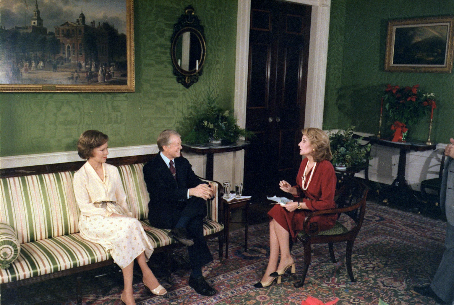 Rosalynn e Jimmy Carter em entrevista com Barbara Walters, em 1978.